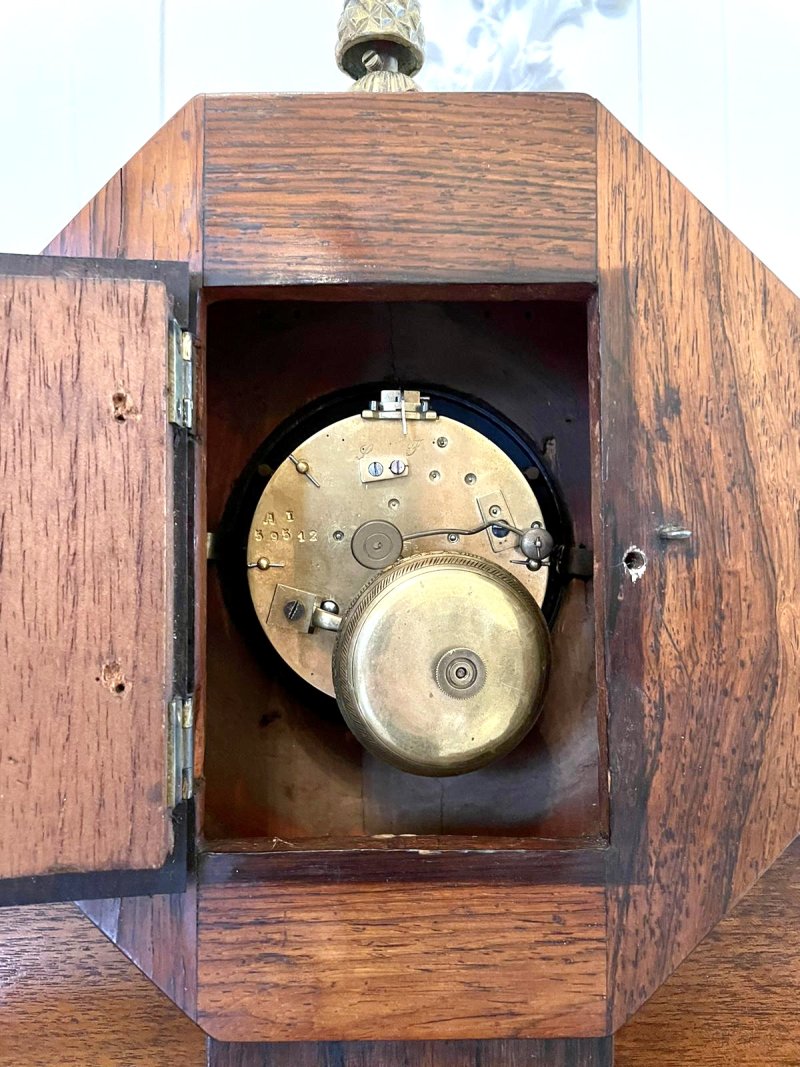 Fine Antique Regency Inlaid Marquetry Mantel Clock - Image 9